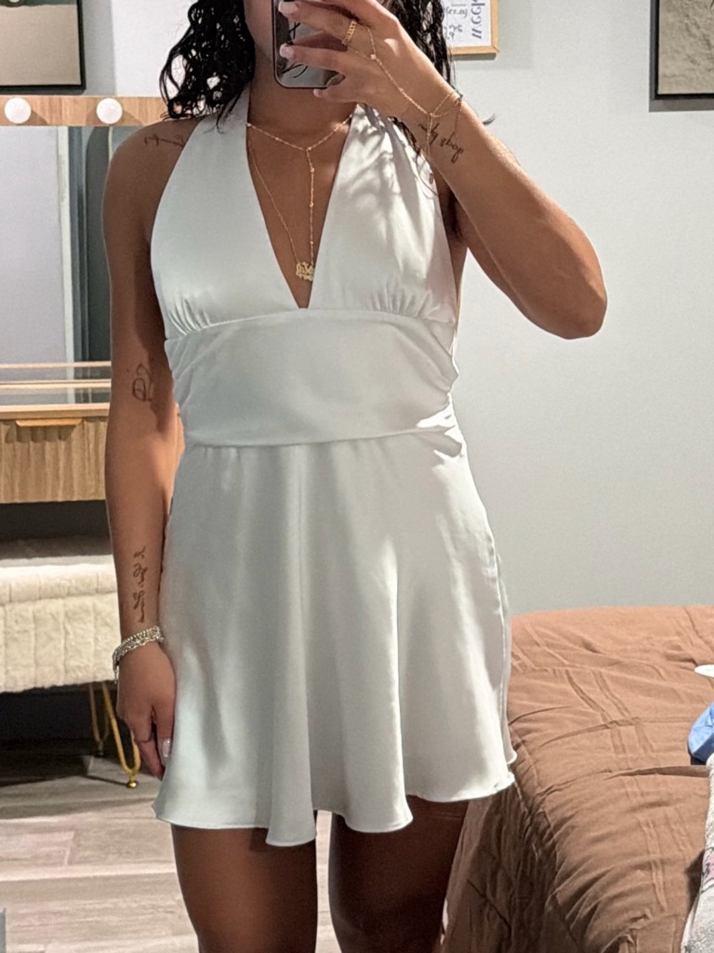Zara White Halter Mini Dress